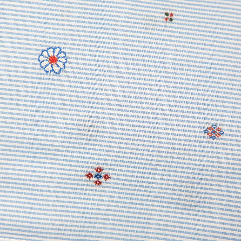 Women's Celine Blue Striped Cotton Embroidered Asymmetric Hem Shirt Dress M