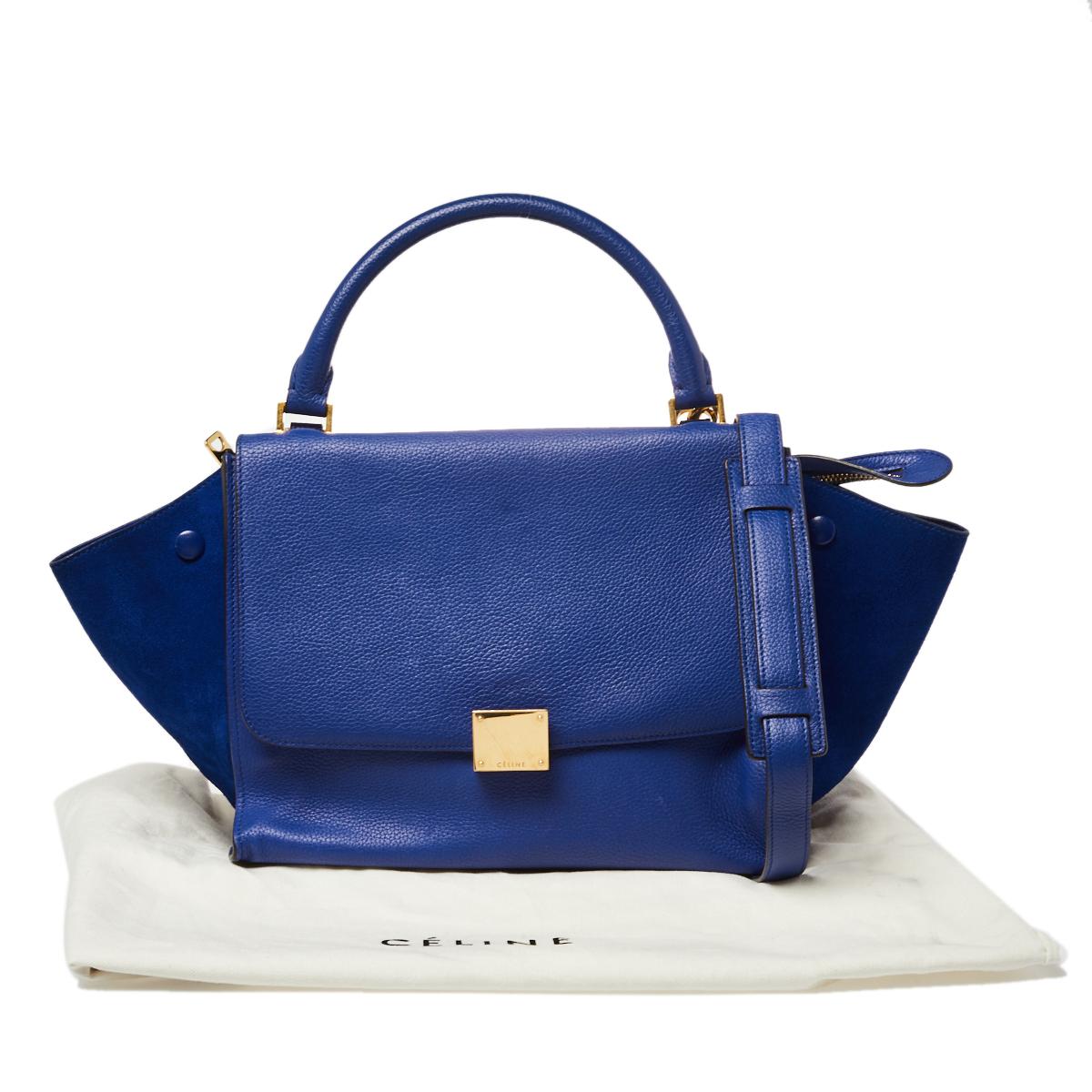 Céline Blue Suede and Leather Mini Trapeze Top Handle Bag 6