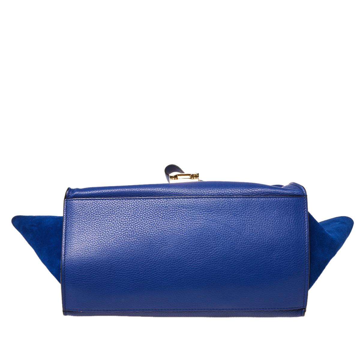 Céline Blue Suede and Leather Mini Trapeze Top Handle Bag 1