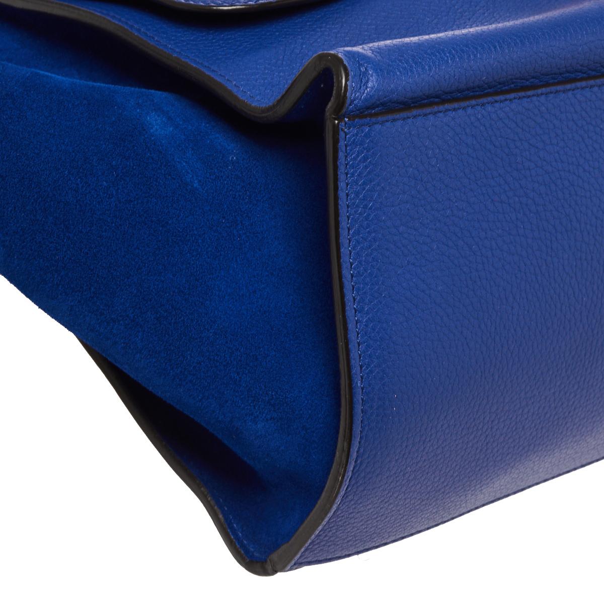 Women's Céline Blue Suede and Leather Mini Trapeze Top Handle Bag