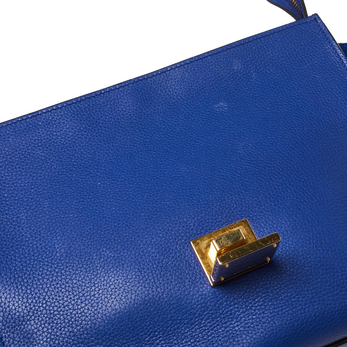 Céline Blue Suede and Leather Mini Trapeze Top Handle Bag 2