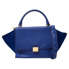 Céline Blue Suede and Leather Mini Trapeze Top Handle Bag