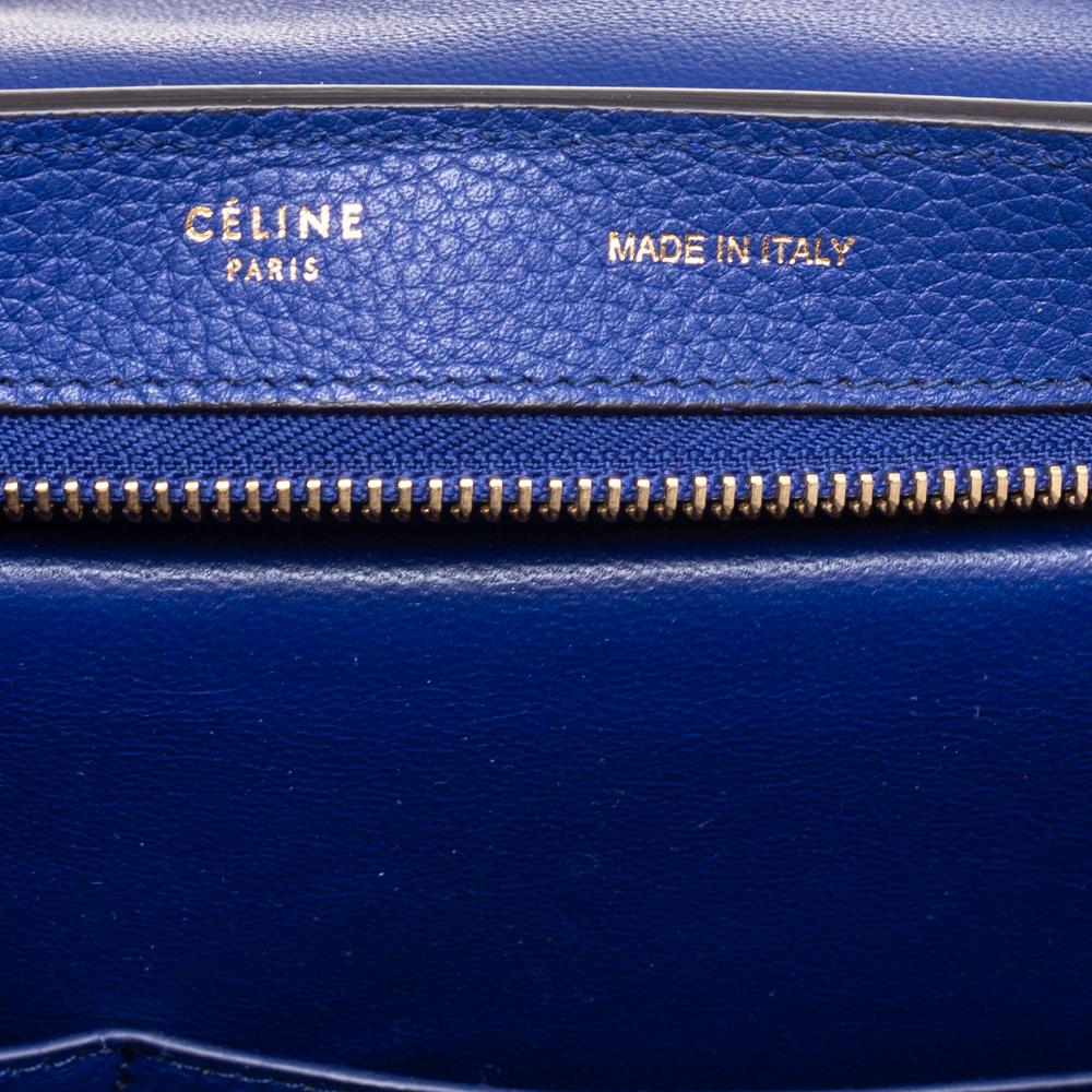 Celine Blue Suede and Leather Small Trapeze Bag 7