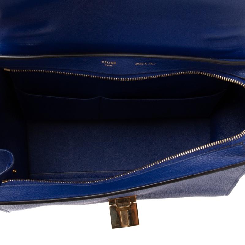 Celine Blue Suede and Leather Small Trapeze Bag 8