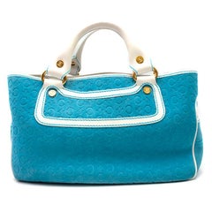 Celine Blue Suede Embossed Boogie Bag