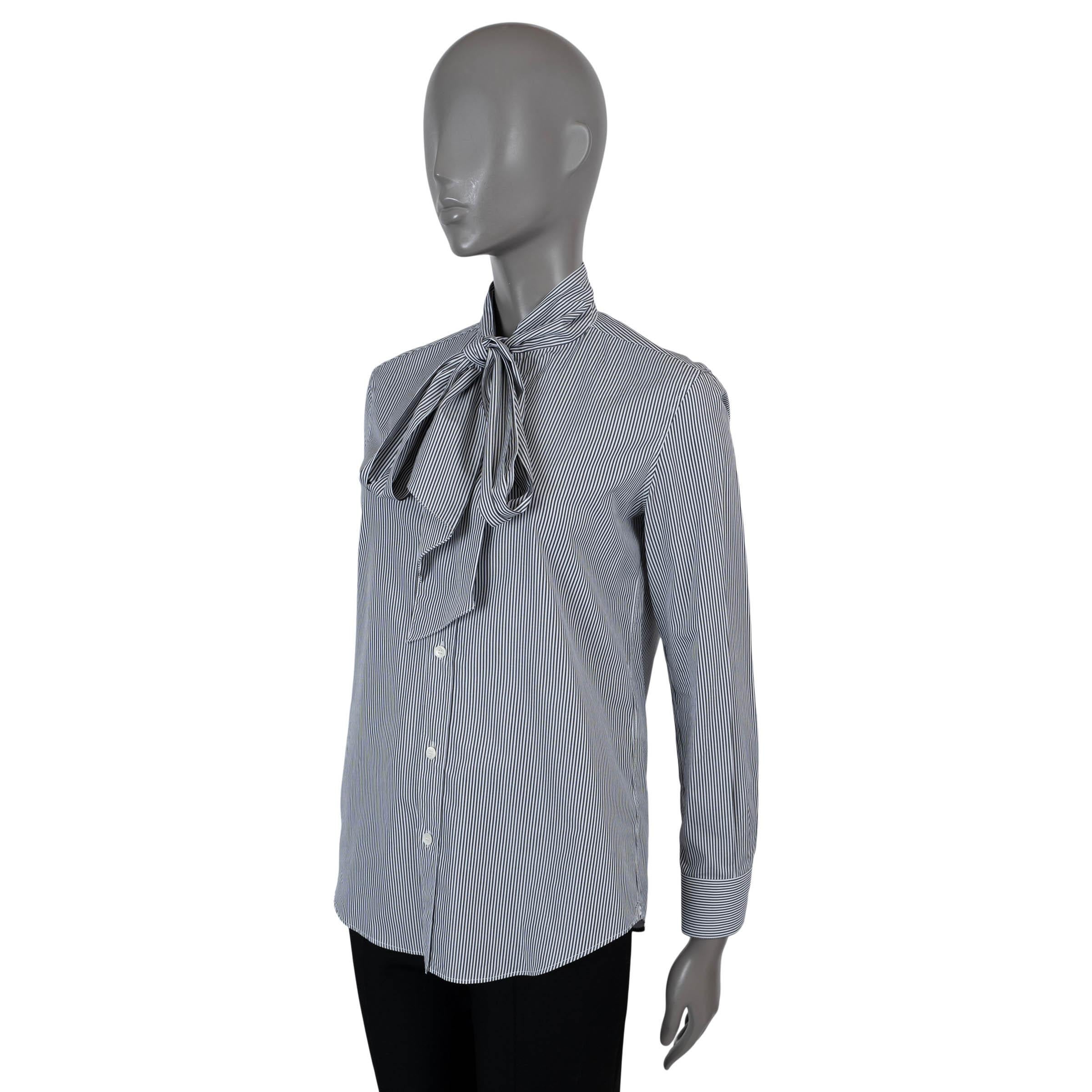 100% authentic Celine by Hedi Sliman poplin shirt in navy blue and white striped cotton (100%). Features a classic fit with lavalliere collar. Brand new with tag. 

2019 Fall/Winter

Measurements
Model	2C193022F
Tag Size	38
Size	S
Shoulder