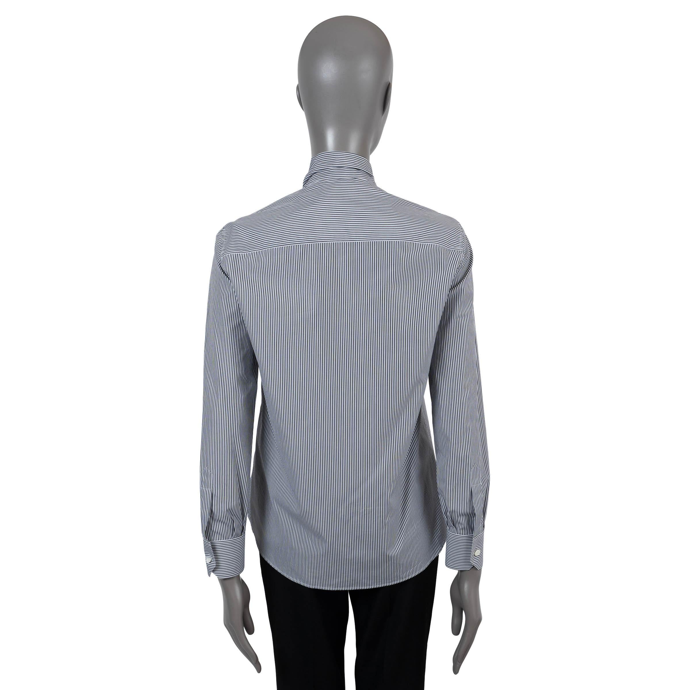 Gray CELINE blue & white cotton 2019 LAVALLIERE STRIPED POPLIN Shirt 38 S For Sale