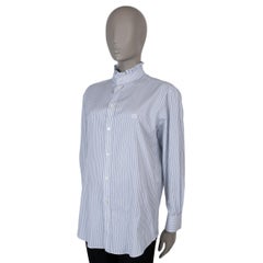 Celine bleu blanc coton 2021 FRILL COLLAR STRIPED POPLIN Shirt 40 M
