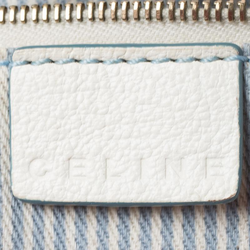 Celine Blu/Bianco Monogram Canvas and Leather Satchel 3