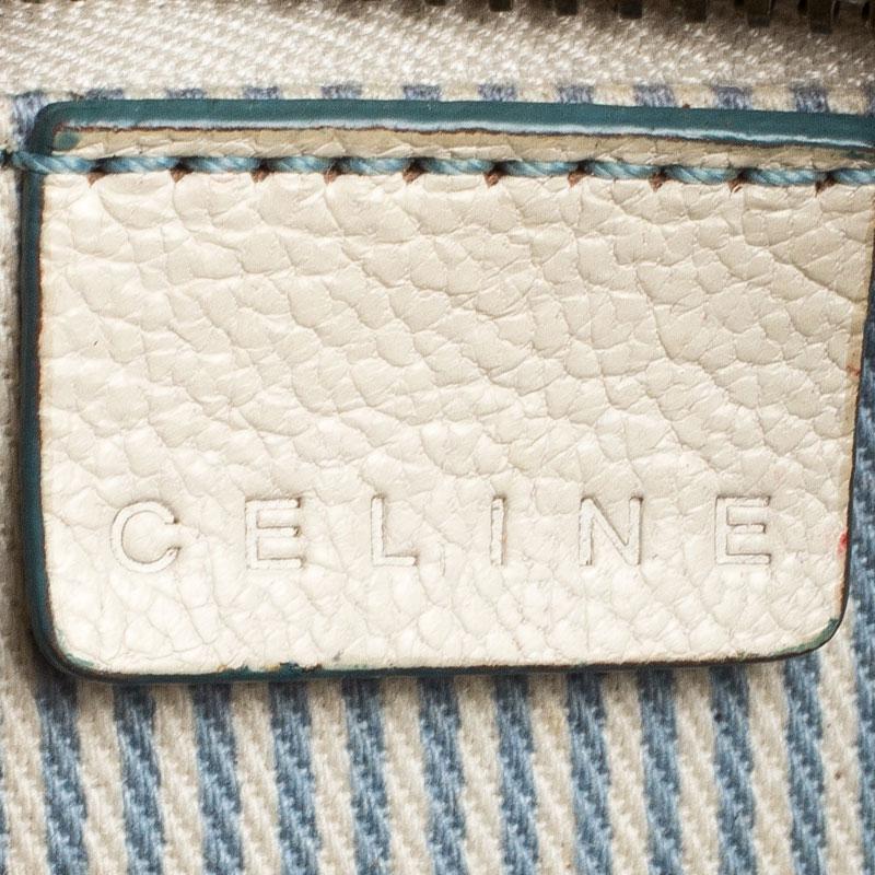 Celine Blue/White Monogram Canvas and Leather Shoulder Bag 3