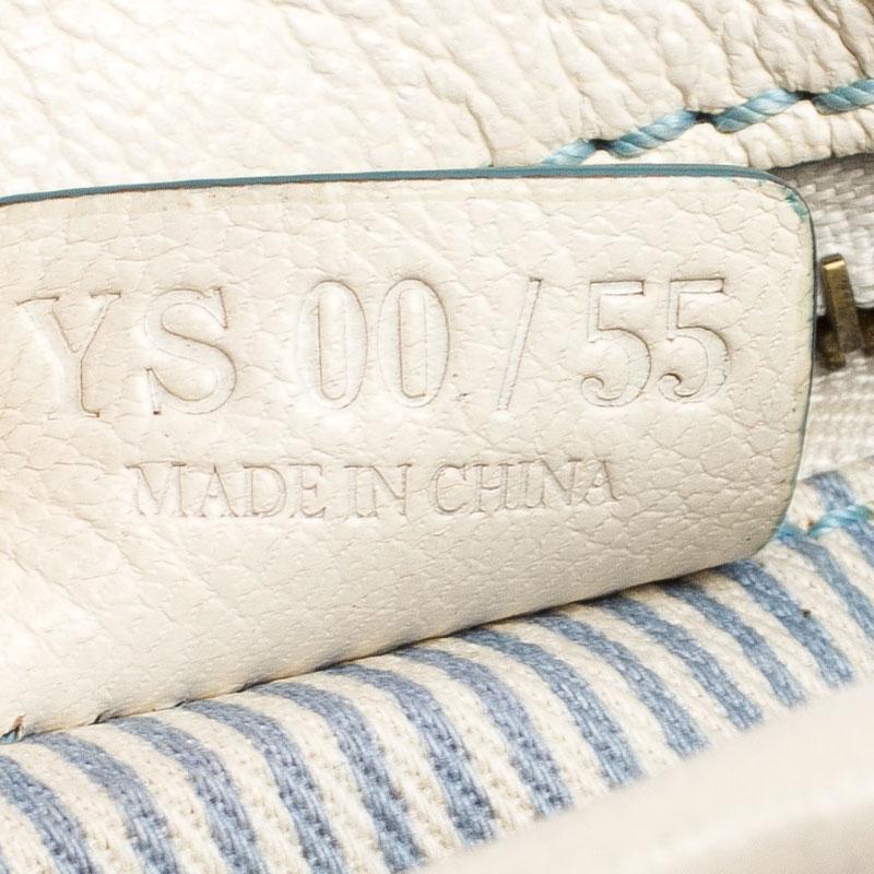 Celine Blue/White Monogram Canvas and Leather Shoulder Bag 4