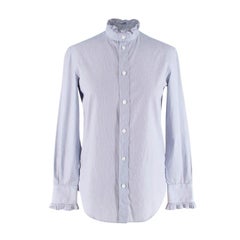 Camicia Celine con colletto a righe blu e bianche - US 4