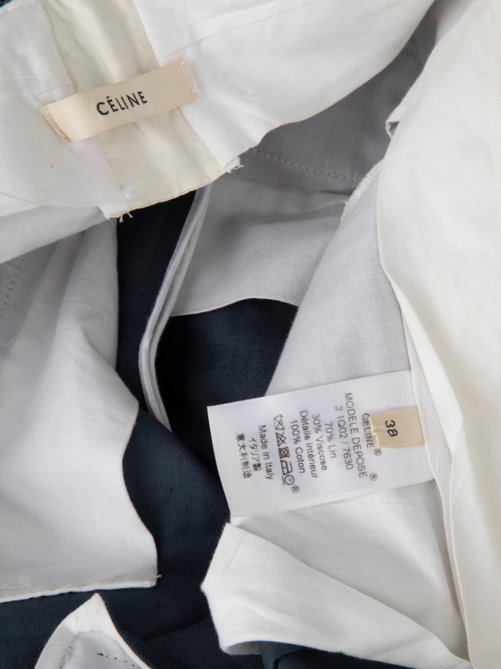 Céline Blue Wide Leg High-Waisted Trousers Size M For Sale 1