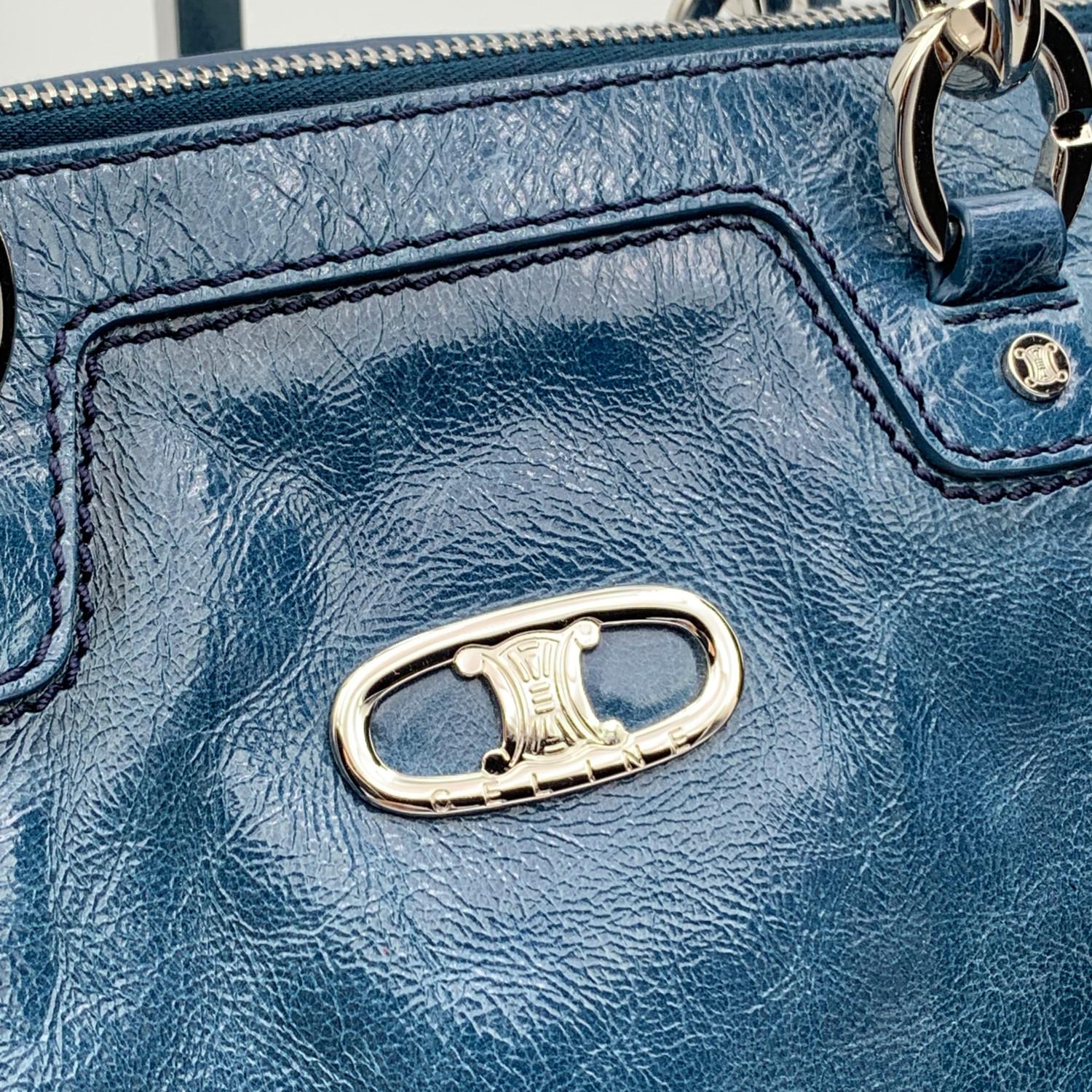 Celine Bluette Patent Leather Tote Shoulder Bag Handbag In Excellent Condition In Rome, Rome