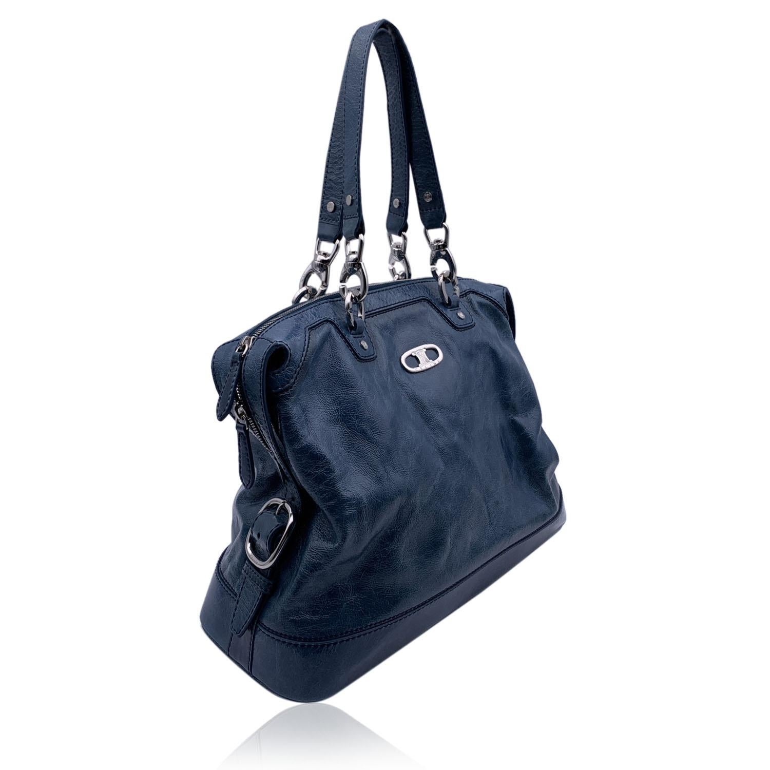 Women's Celine Bluette Patent Leather Tote Shoulder Bag Handbag