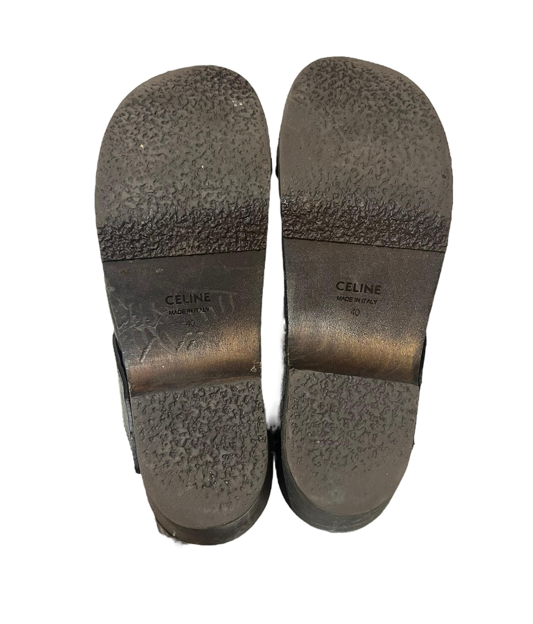 Celine Les Bois Black Leather Clogs Mules Shoes, Size 40 For Sale 1