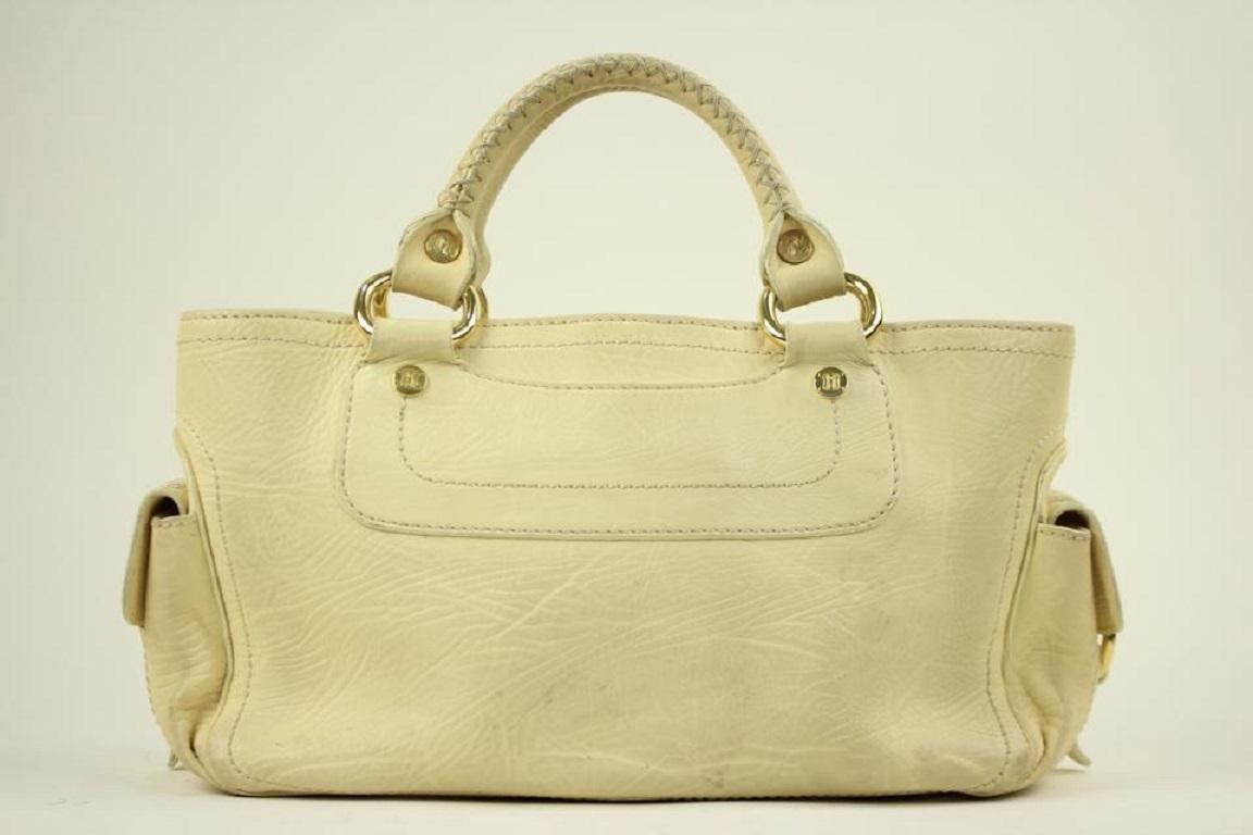 Céline Boogie Ivory Ce02 Cream Leather Satchel In Good Condition For Sale In Dix hills, NY