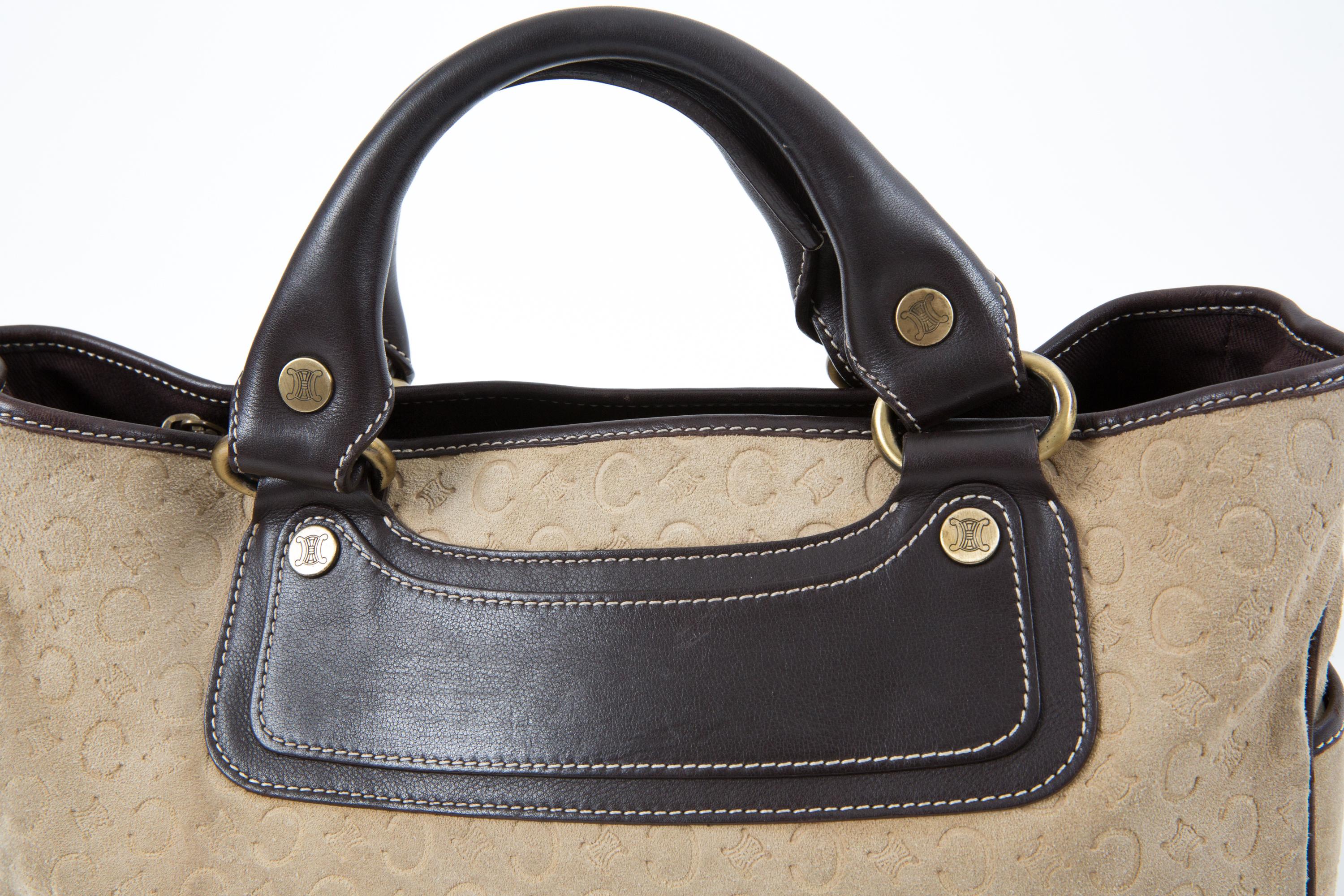 Celine Boogie Suede Triomphe Hand Bag In Good Condition For Sale In Paris, FR