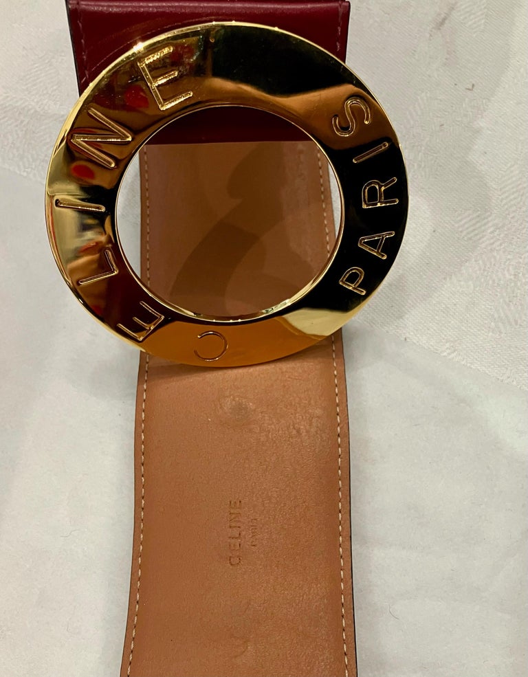Celine Bordeaux Leather Belt at 1stDibs display picture 1