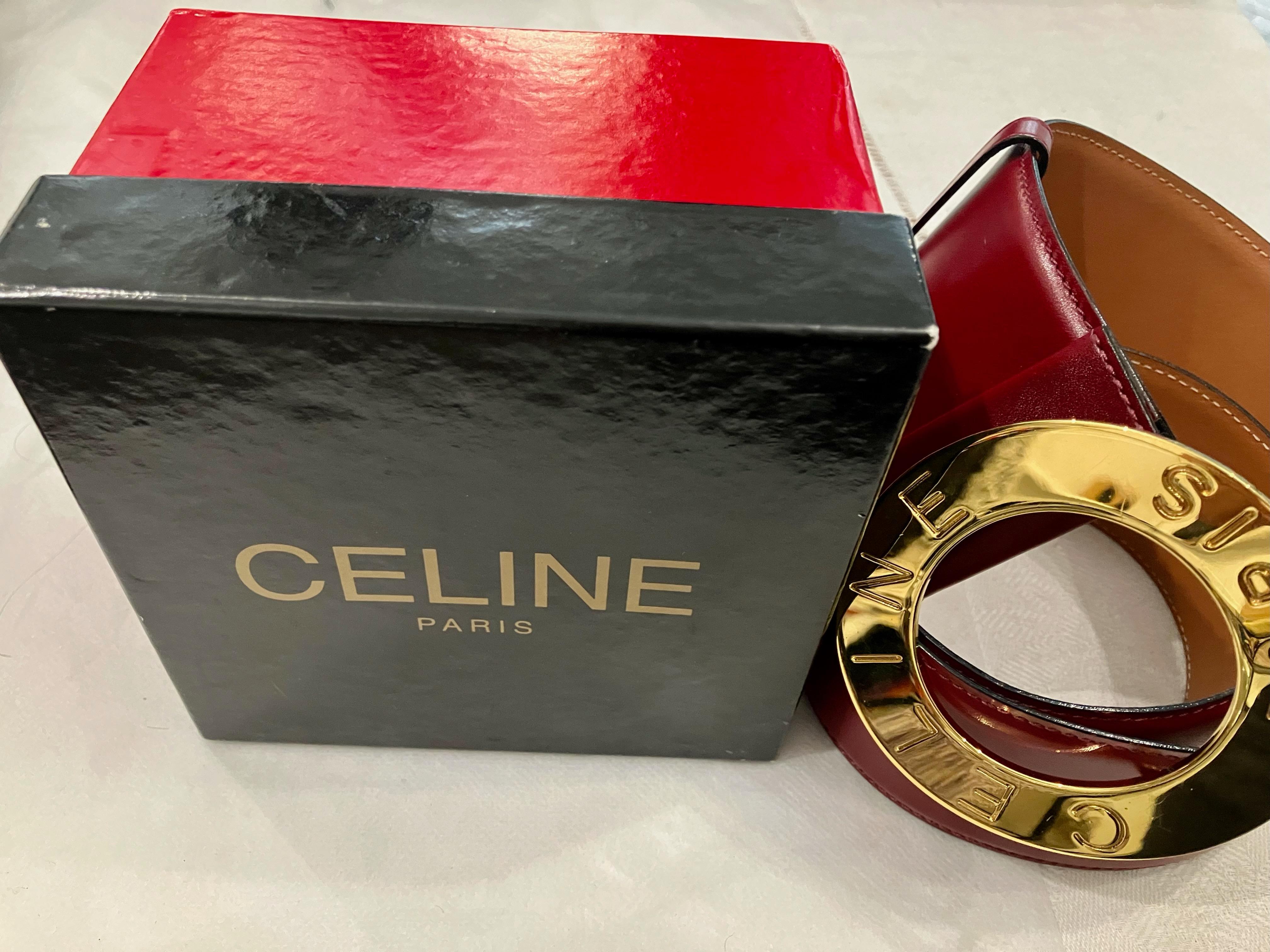 Celine Bordeaux Leather Belt For Sale 2