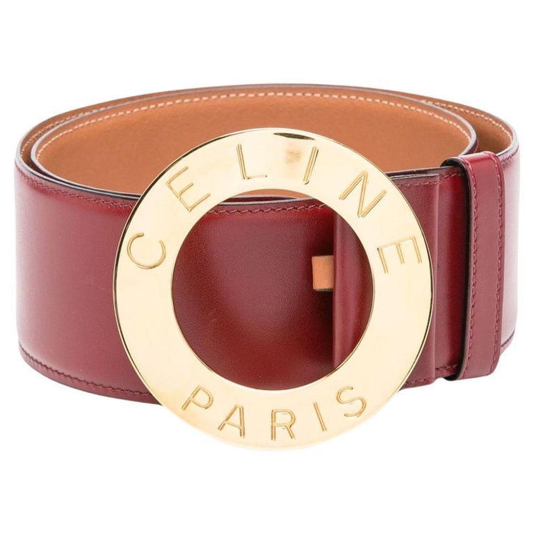 Celine Bordeaux Burgundy Leather & Suede with Gold Belt Celine Box Calfskin Medium 25mm Triomphe Belt 70 Light  main image 4