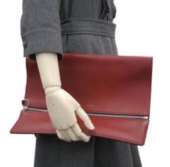 Céline Bordeaux Oversized Zip Clutch Calfskin Bag Phoebe Philo 2012 Authentic