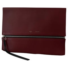 Bolso de mano oversize con cremallera Céline Bordeaux, de piel de becerro, diseño de Phoebe Philo, 2012, auténtico