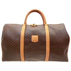 Vintage Céline Boston Macadam Monogram 233285 Brown Coated Canvas Weekend/Travel Bag