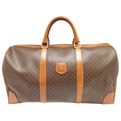 Vintage Céline Boston Macadam Monogram Duffle 231064 Brown Coated Canvas Weekend/Travel