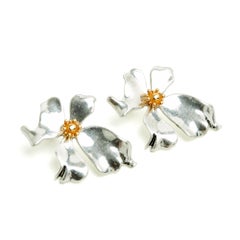 Celine Boucles Fleur Clous Orecchini a fiore in metallo con tonalità oro Céline