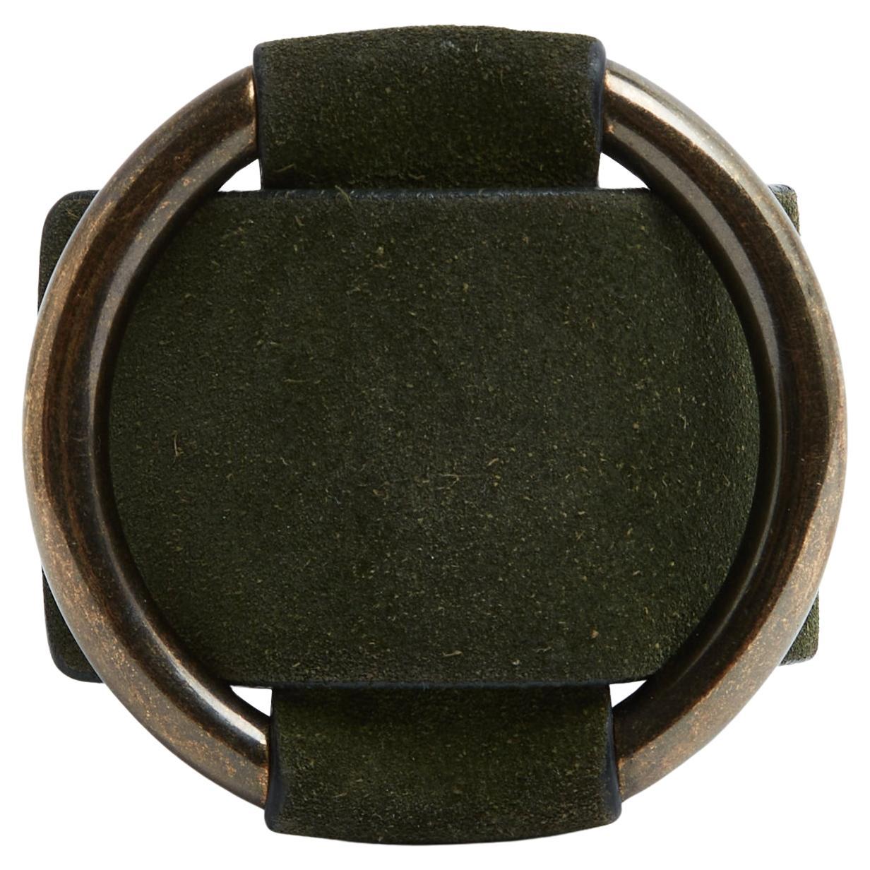 Céline Bracelet Phoebe Philo  Large Green Suede Brutalist Cuff Bracelet Celine in vendita