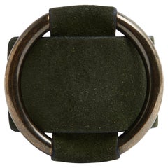 Céline Bracelet Phoebe Philo  Large Green Suede Brutalist Cuff Bracelet Celine
