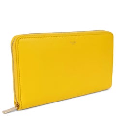 CELINE bright yellow leather Continental Zip Wallet