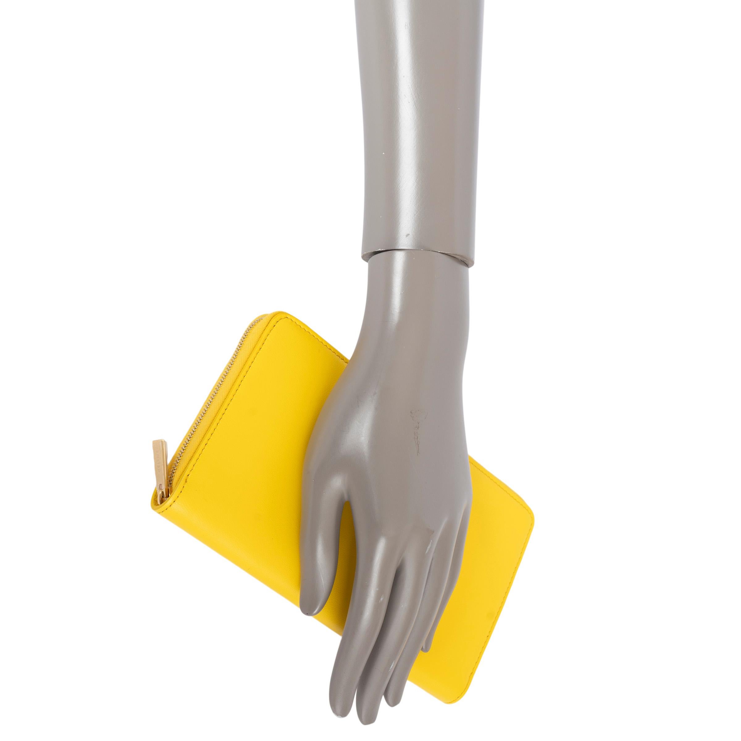 CELINE bright yellow leather Continental Zip Wallet 2