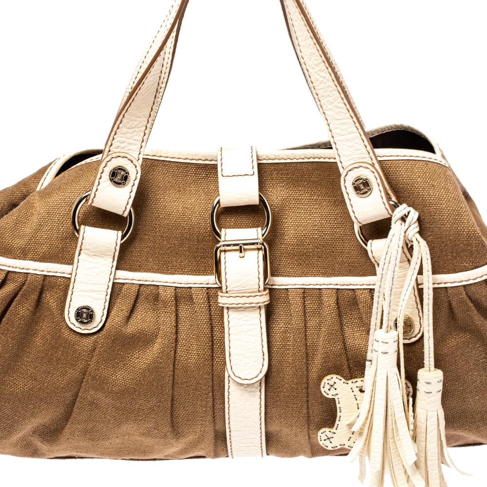 Celine Brown/Beige Canvas and Leather Boogie Tote 7