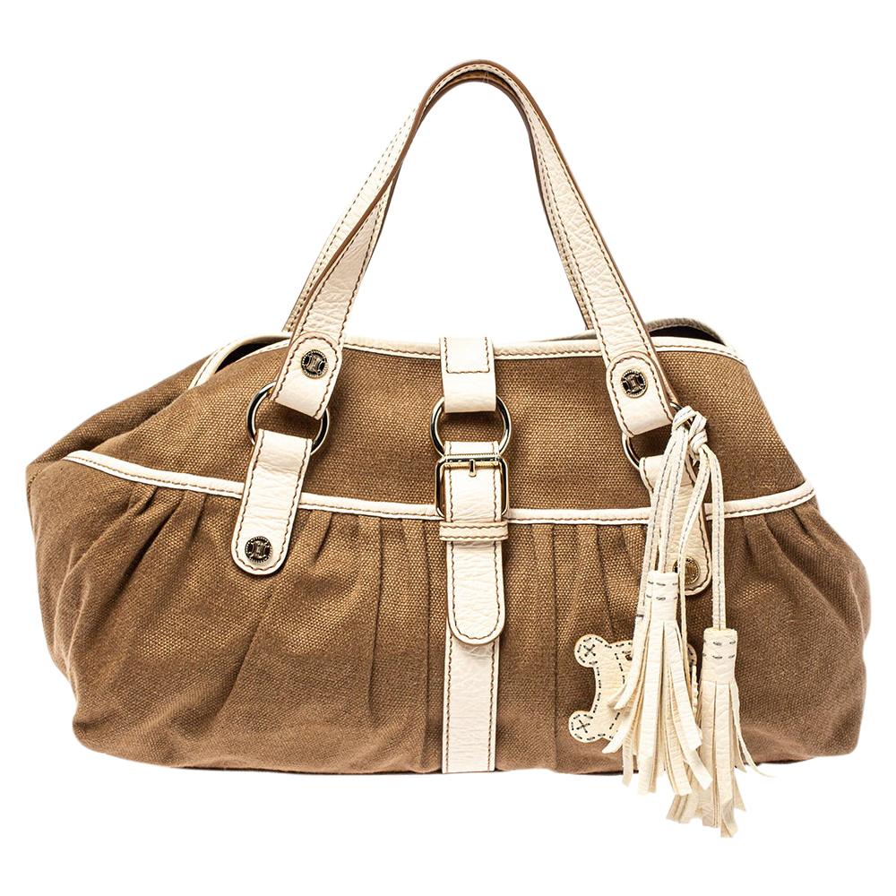 Celine Brown/Beige Canvas and Leather Boogie Tote