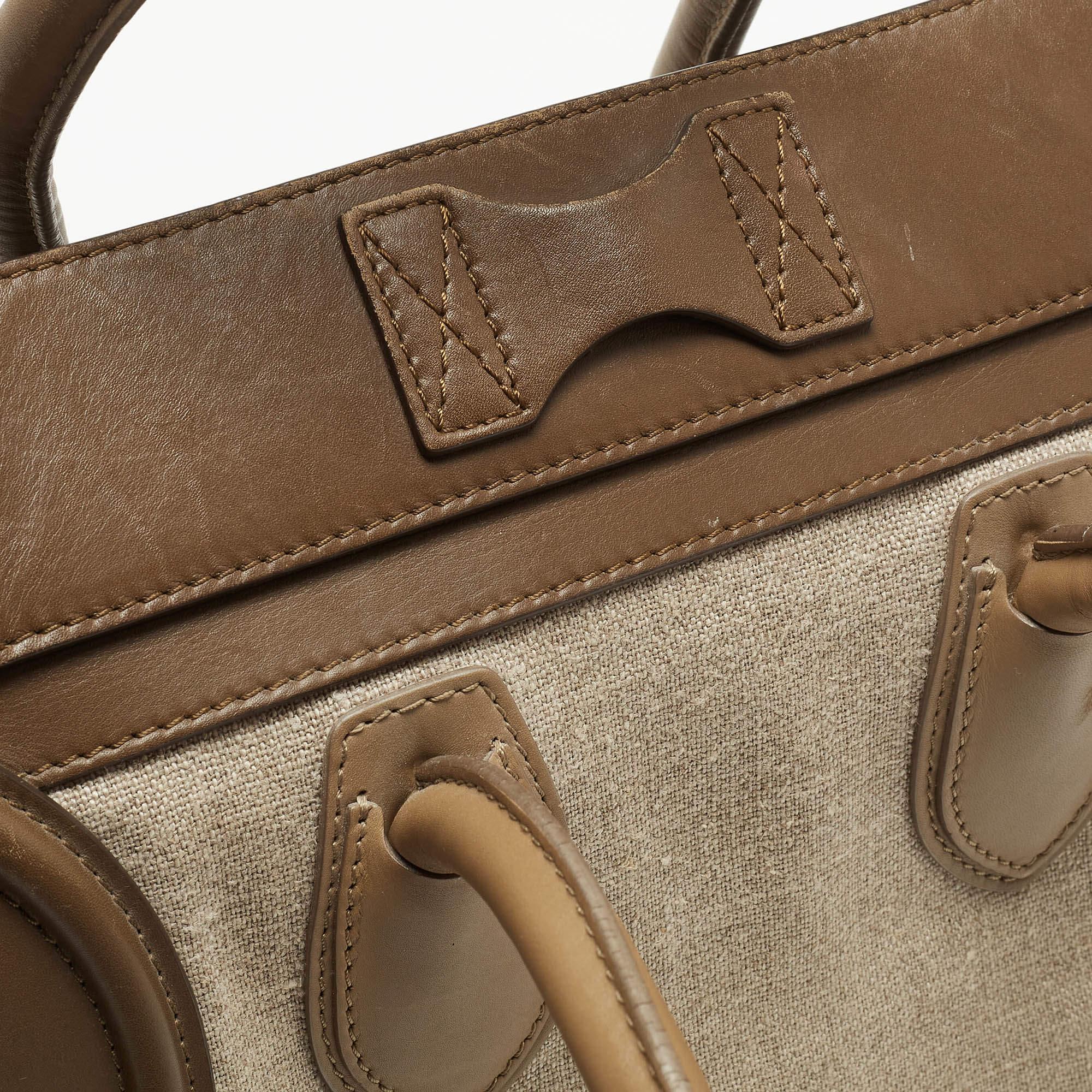 Celine brown/Beige Leather and Canvas Mini Luggage Tote 7