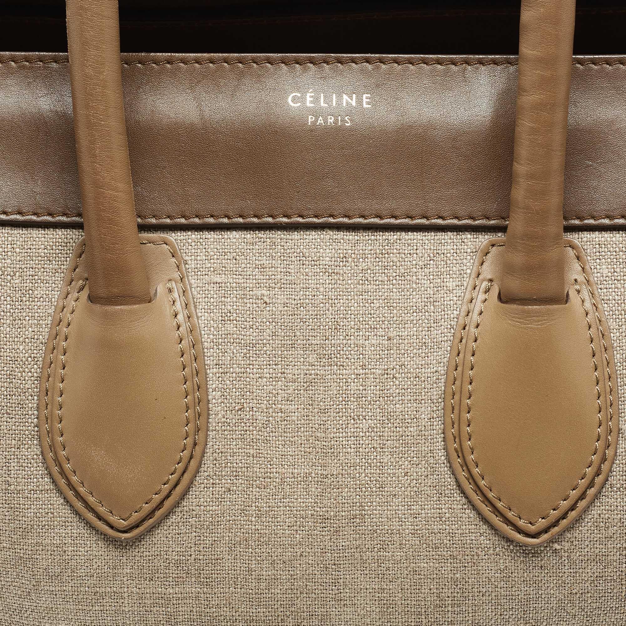 Celine brown/Beige Leather and Canvas Mini Luggage Tote 11