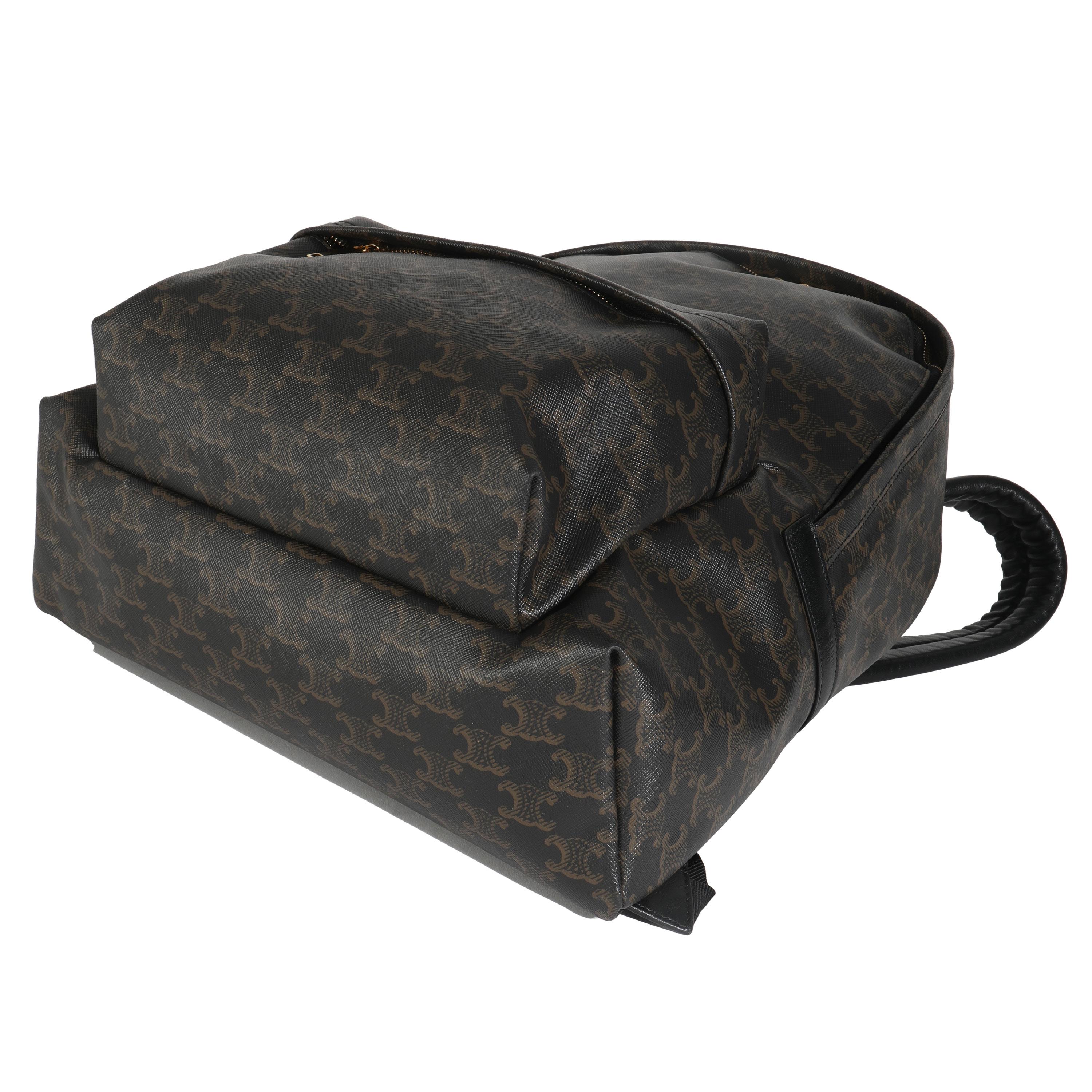 Sac à dos Triomphe moyen en toile Brown de Celine 1
