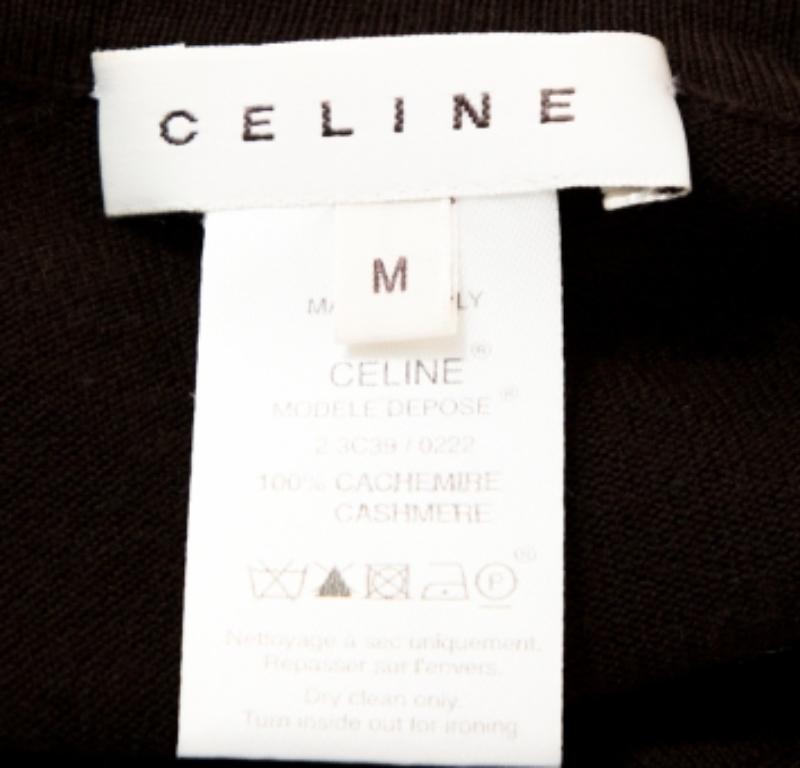 Celine Brown Cashmere Knit Long Sleeve Top M im Zustand „Gut“ im Angebot in Dubai, Al Qouz 2