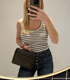 Celine Brown Coated Canvas & Black Calfskin Leather Vintage Vanity Case