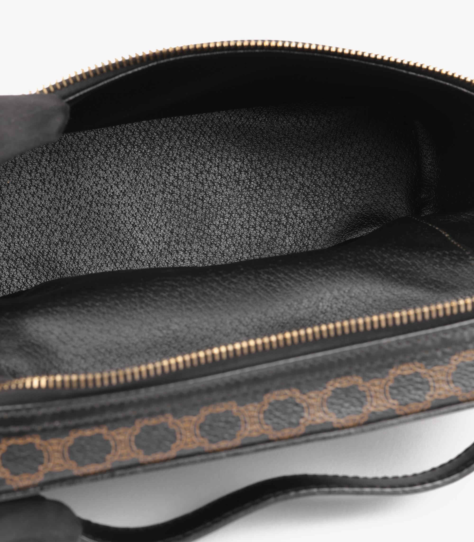 Celine Braunes beschichtetes Segeltuch und schwarzes Kalbsleder Vintage Vanity Case im Angebot 4