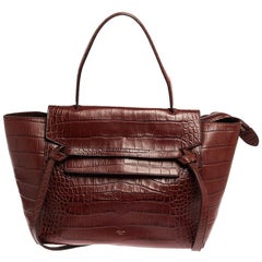 Celine - Mini sac ceinture en cuir gaufré croco marron