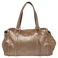 Celine Brown Glitter Leather Front Flap Satchel