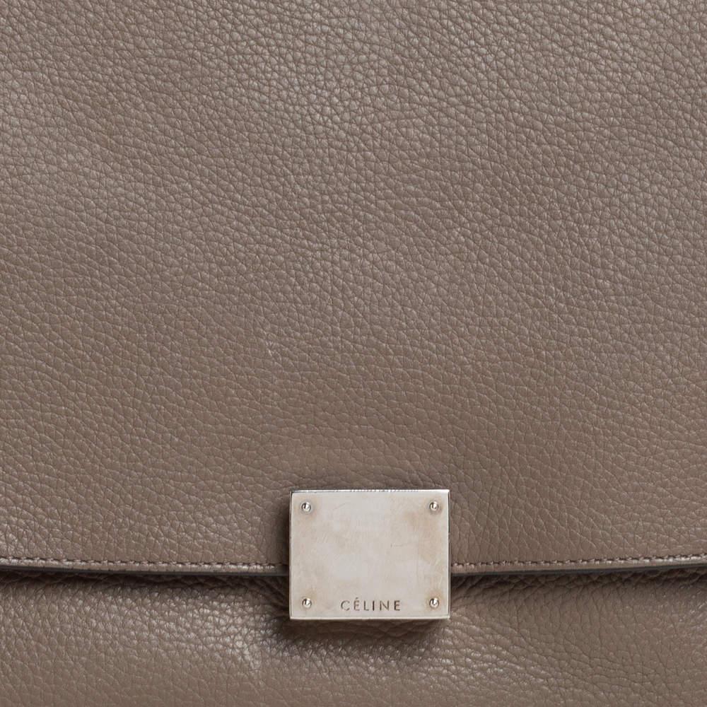 Celine Brown/Grey Leather and Suede Medium Trapeze Top Handle Bag For Sale 4
