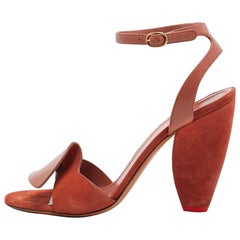 Celine Brown Leather and Suede Ankle Strap Sandals Size 40