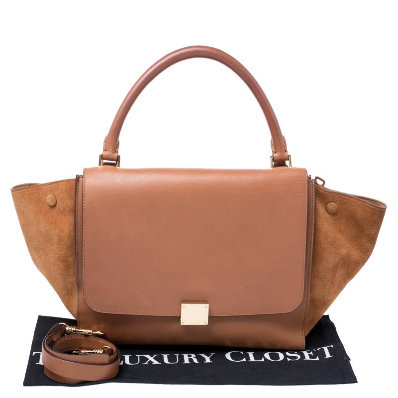 Celine Brown Leather and Suede Medium Trapeze Tote 7