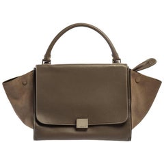 Celine Brown Leather and Suede Medium Trapeze Tote