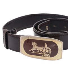 Celine Brown Leather Belt With Carriage Buckle
