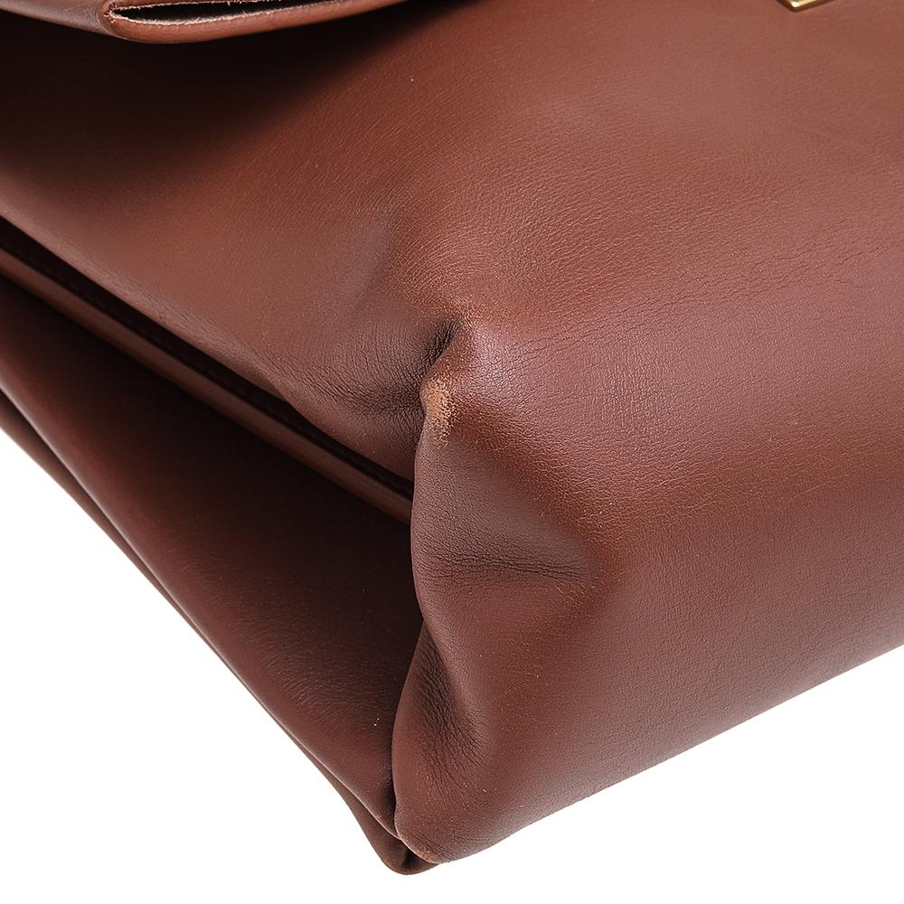 Celine Brown Leather Blade Flap Shoulder Bag 3